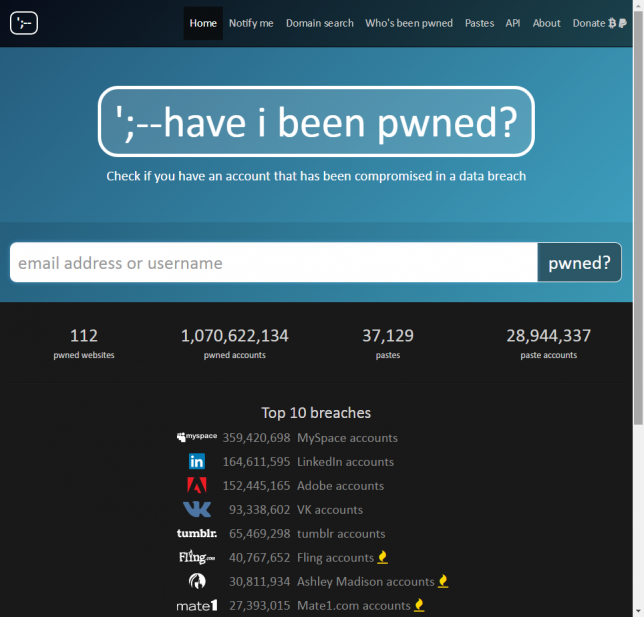 HaveBeenpwned